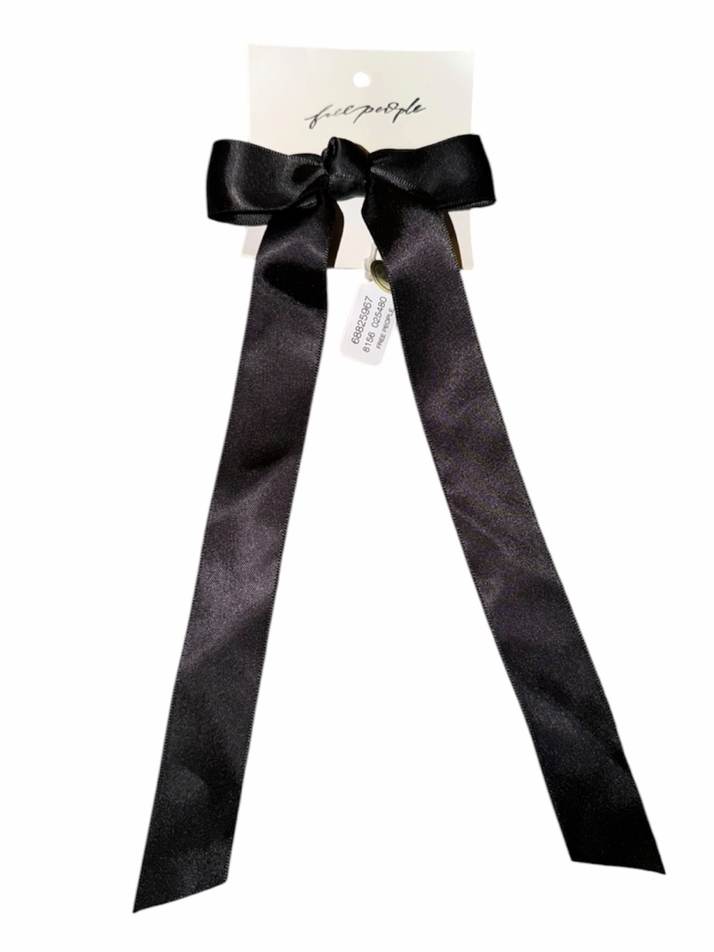 Free People Black Satin Bow Hair Ribbon with Long Tails